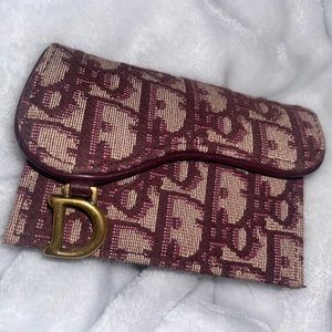 Dior burgundy saddle card holder